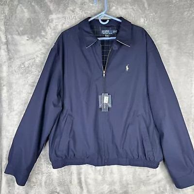 Polo Ralph Lauren Bi-Swing Jacket Mens XXL Blue Plaid Lined Windbreaker New $168 • $120