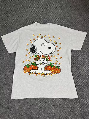 Vintage 90's Peanuts Snoopy Halloween T Shirt Mens Medium Gray Graphic Adult • $30