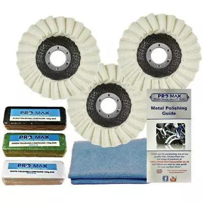 £20.95 • Buy Angle Grinder Metal Polishing Buffing Kit Steel Stainless Steel 7pc - Pro-Max