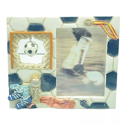 £7.91 • Buy Soccer Themed Picture Frame Ball Cleats Socks Trophy Whistle Goal Medal Scarf 