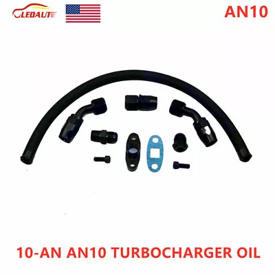 Black 10-AN AN10 TURBOCHARGER OIL DRAIN RETURN LINE T3 T4 T04E T70 T60 T61 GT35 • $35