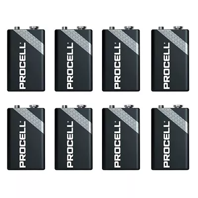 DURACELL INDUSTRIAL Use Procell 9V Batteries Block PP3 Alkaline MN1604 8 Pack • £10.99