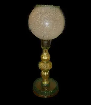 Great Vintage All Murano Venetian Glass Baluster Table Lamp With Gold Leaf D'oro • $1274.17