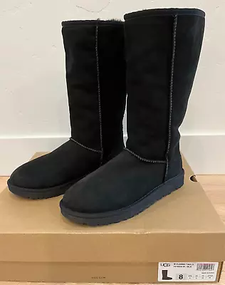 UGG Classic Tall II Womens Pull On Sheepskin Warm Boots Size 8 Black NEW IN BOX • $108