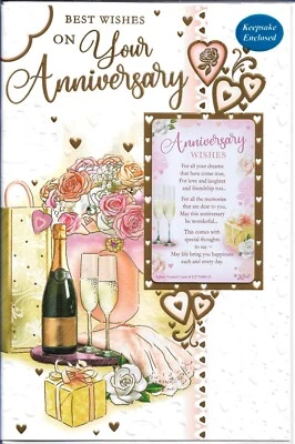 £2.89 • Buy On Your Anniversary Greeting Card 9 X6  With Keepsake Credit Card, Nice Verse