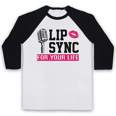 Drag Race Lip Sync For Your Life Ru Paul Drag Queen 3/4 Sleeve Baseball Tee • £23.99