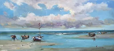BeachOceanOriginal Oil Painting By Jason   91 X 40 Cm • $299.99