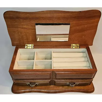 Vintage Wooden Jewelry Box With Drawer • $24.95