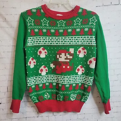 Super Mario Bros Nintendo Ugly Christmas Sweater Sz Small Mushrooms Video Game • $39.99