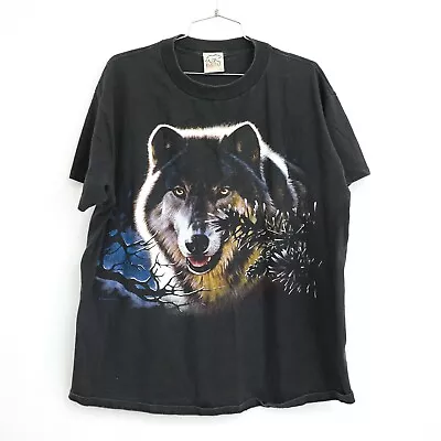 Vintage Habitat XCVIII Single Stitch Wolf Shirt - Black - Men's Size XL • $26.24