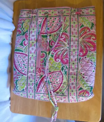 Vera Bradley Drawstring Backsack In Pinwheel Pink Print Backpack Bag • $18