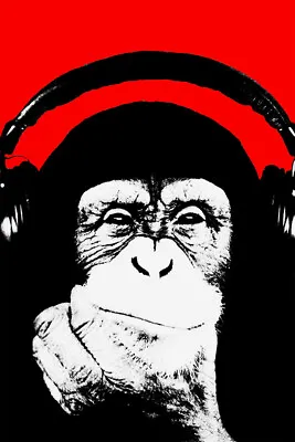 Dj Monkey Chimpanzee Figure Picture Animal Painting Wall Art Home - POSTER 20x30 • $23.99