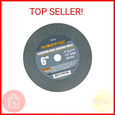 POWERTEC 15520 Bench And Pedestal Grinding Wheels 6 Inch X 3/4 Inch 1/2 Arbor • $19.60