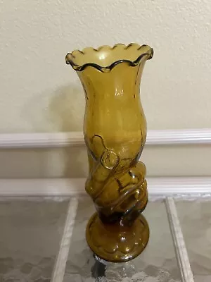 Vintage Hand Glass Vase Gold 9” • $21.50