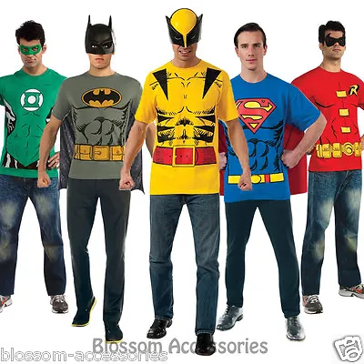 £28.59 • Buy C971 Mens Superheroes Batman Robin Superman Green Lantern T-Shirt Adult Costume