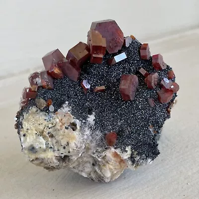 Rare 2.1” Gem Red Vanadinite W Druzy Black Goethite Crystal Cluster From Morocco • $125