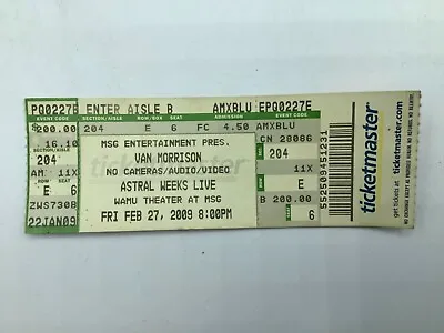 Van Morrison Feb 27 2009 Madison Square Garden WAMU Theater Ticket Stub Astral • $20