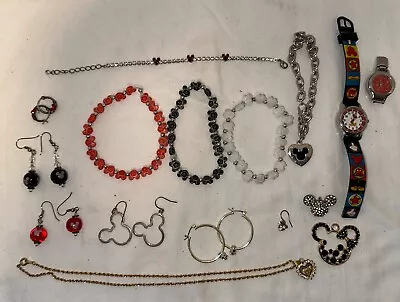 Lot Of Disney Mickey Mouse Jewelry Necklaces Earrings Watches Bracelets • $10