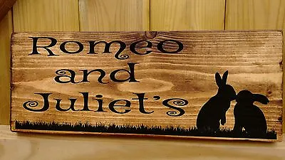 £19.99 • Buy RABBIT NAME Sign Plaque Hutch Run Cage Door Personalised SINGLE Or DOUBLE