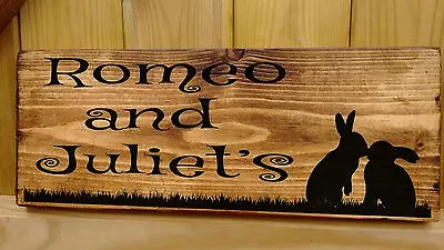 RABBIT NAME Sign Plaque Hutch Run Cage Door Personalised SINGLE Or DOUBLE • £24.99