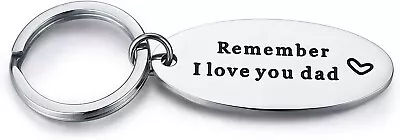 Fathers Day Birthday Gift Key Ring Stainless Steel Daddy Remember I Love You Dad • £3.97