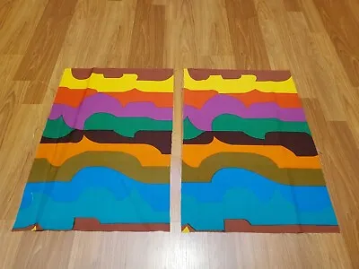 Awesome RARE Vintage Mid Century Retro 70s Colorful Jagged Waves 2 Piece Fabric! • $20