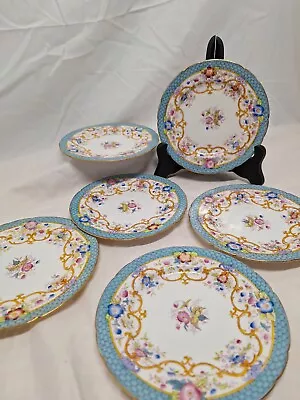 Antique VILLEROY & BOCH Wallerfangen Germany Blue FISH SCALES 5.5  Dessert Plate • $22.99