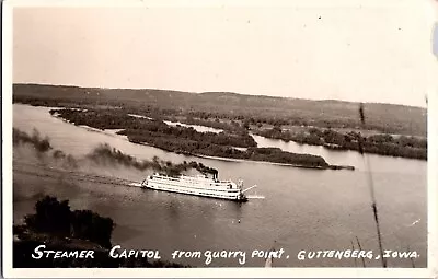 RPPC Steamer Capitol From Quarry Point Guttenberg Iowa  (1094) • $19.95