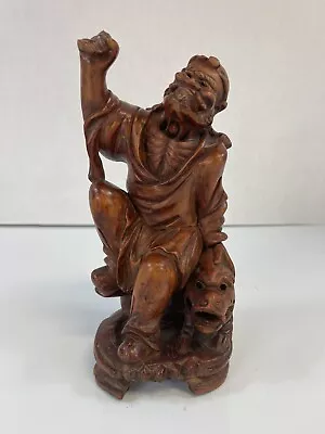 Vtg Asian Chinese Boxwood Figure Statue Wood Carving Hand Carved • $29.95