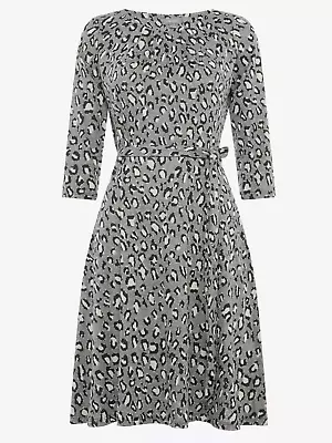 £12.95 • Buy Brand New Ex Principles Grey Leopard Jacquard Wrap Knee Length Dress Sizes 10-20