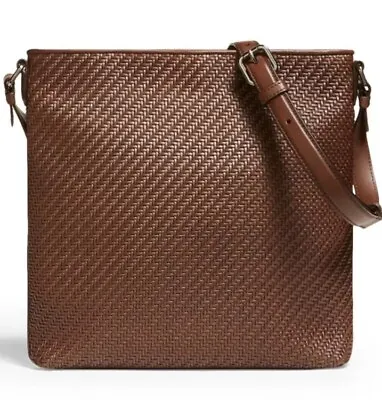 $712.50 • Buy New $1595 Ermenegildo Zegna Pelletessuta Leather Messenger Bag DK Brown Italy