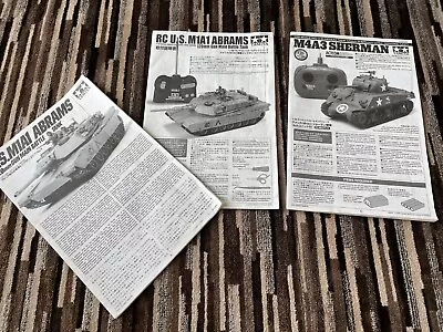 Tamiya RC 1/35 R/C Tank Manuals US M1A1 Abrams Tank & M4A3 Sherman Tank • £20