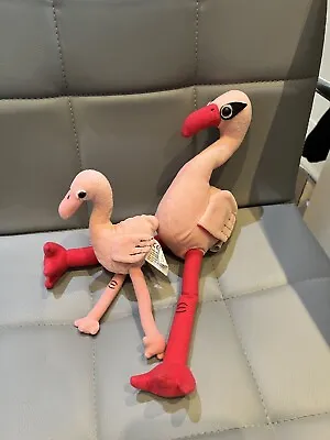 DEAGOSTINI ALL ABOUT MY ANIMAL KINGDOM Soft Toy Plush Set Flamingo Mum And Baby • £5