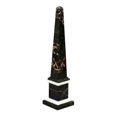 Obelisk Classic Marble Black Portoro & White Carrara Sculpture Table H 9 13/16in • $213.46