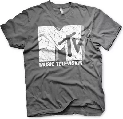 MTV Cracked Logo T-Shirt Dark-Grey • £27.52