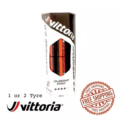 Vittoria Rubino Pro G+2.0 Road Clincher Tire 700x25C Black/Red 1 Tyre Or 2 Tyres • $47.90