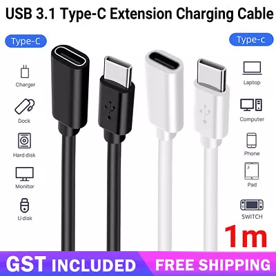 $6.84 • Buy USB 3.1 Type-C Extension Charging Cable USB-C Male To Female Cord Lead 1M