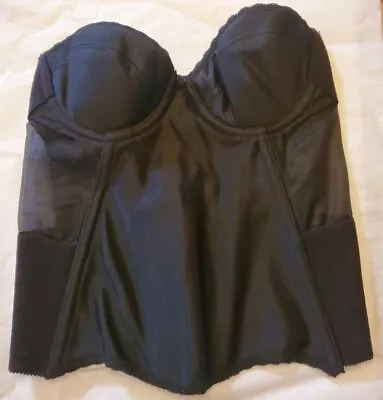 £38.63 • Buy Flattering Me Low Back Longline Bridal Bra Bustier Style 728 Black NWT