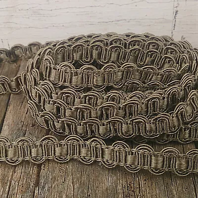 Small Upholstery Braid - Olive / Gold 10mm Price Is For 5 Metres • $8