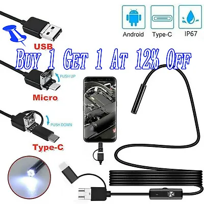 Waterproof Endoscope Snake Cam Inspection Camera For IOS IPhone/Android Car/Tube • £11.79