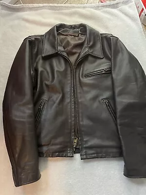 Schott Leather Motorcyclye Jacket Brown Size 38 Style 643 • $220