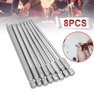 $9.55 • Buy 8pcs Torx Screwdriver Bit Set Hex Security Magnetic Head 100MM Extra Long IN USA