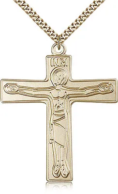 Gold Filled Cross Necklace For Men On 24 Chain - 30 Day Money Back Guarantee • $378.75