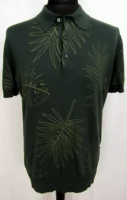 Ben Sherman Short Sleeve Green Floral Fine Knit Cotton Men's Polo Shirt  Large • £16.97