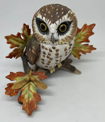 $22 • Buy Lenox 'saw Whet Owl' Figure Hand Painted “garden Bird” Collection Autumn Leaves