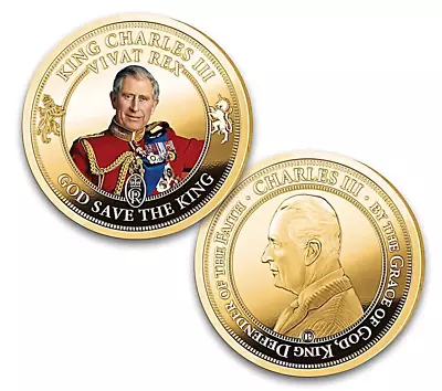 King Charles III Royal Coronation 24K Gold-plated Proof Coin With Clear Capsule • $24