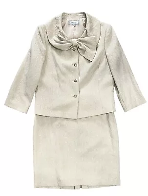 Tahari Arthur S. Levine Size 14 Bow Skirt Suit Champagne Mother Of Bride Women's • $59.99