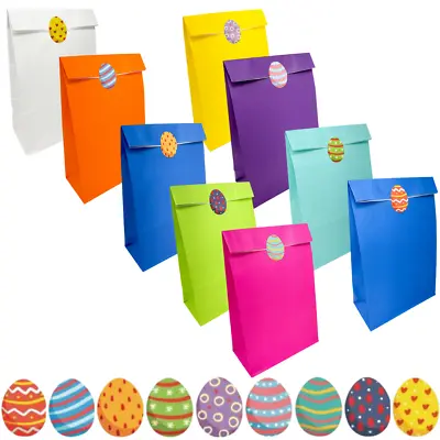 Paper Party Gift Bags With Egg Stickers (Easter) - Party Favours Gift Bags • £4.25