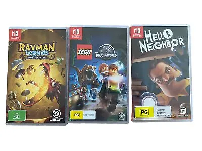 Nintendo Switch Games Hello Neighbor Rayman Legends And Lego Jurassic Park • $85.99
