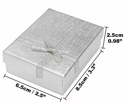 Jewellery Gift Boxes Silver Valentines Day Box With Ribbon And Bow Foam Insert • £2.99